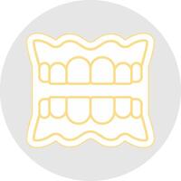 Denture Line Sticker Multicolor Icon vector