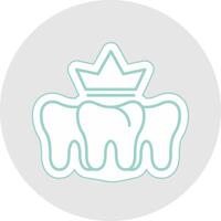 dental corona línea pegatina multicolor icono vector