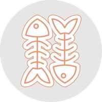 Fishbone Line Sticker Multicolor Icon vector