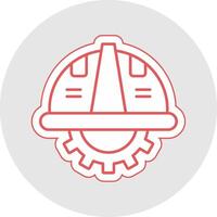 Saftey Helmet Line Sticker Multicolor Icon vector