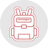 mochila línea pegatina multicolor icono vector