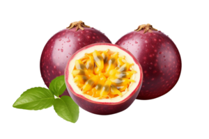 ai généré vibrant passion fruit tranche sur transparent Contexte png