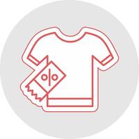 camisa línea pegatina multicolor icono vector