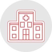 hospital línea pegatina multicolor icono vector