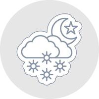 Night Snow Line Sticker Multicolor Icon vector