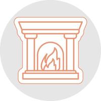 Fireplace Line Sticker Multicolor Icon vector