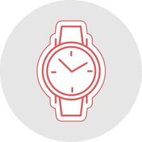 reloj de pulsera línea pegatina multicolor icono vector