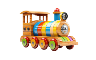 ai généré jouet en bois train sur blanc transparent Contexte png