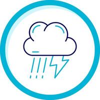 Thunder strom Two Color Blue Circle Icon vector