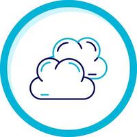nublado dos color azul circulo icono vector