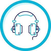 Headphone Two Color Blue Circle Icon vector