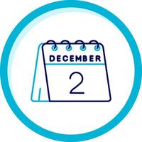 2nd of December Two Color Blue Circle Icon vector