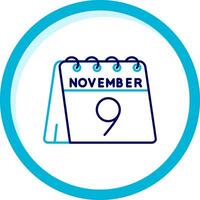 9th of November Two Color Blue Circle Icon vector