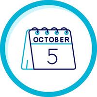 5th of October Two Color Blue Circle Icon vector