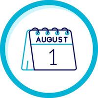 1st of August Two Color Blue Circle Icon vector