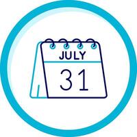 31 de julio dos color azul circulo icono vector