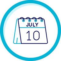 10 de julio dos color azul circulo icono vector