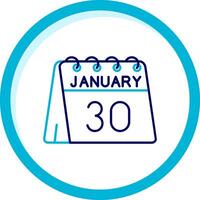 30th of January Two Color Blue Circle Icon vector