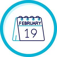 19th of February Two Color Blue Circle Icon vector