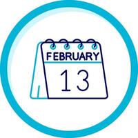 13th of February Two Color Blue Circle Icon vector