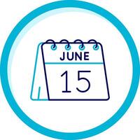15th of June Two Color Blue Circle Icon vector