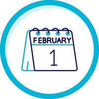 1st of February Two Color Blue Circle Icon vector