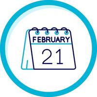 21st of February Two Color Blue Circle Icon vector