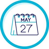 27th of May Two Color Blue Circle Icon vector