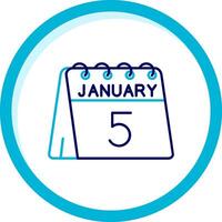 5th of January Two Color Blue Circle Icon vector