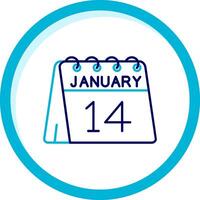 14th of January Two Color Blue Circle Icon vector