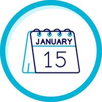 15th of January Two Color Blue Circle Icon vector