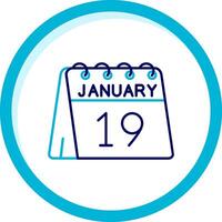 19th of January Two Color Blue Circle Icon vector