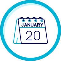 20th of January Two Color Blue Circle Icon vector