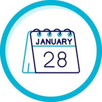 28th of January Two Color Blue Circle Icon vector