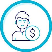 Dollar Two Color Blue Circle Icon vector