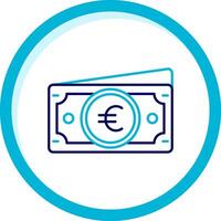 euro dos color azul circulo icono vector