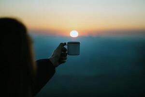 Cup of coffee background, coffee time photo