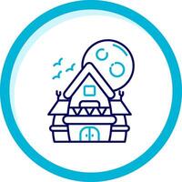 Haunted house Two Color Blue Circle Icon vector