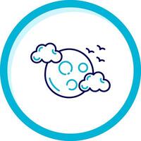 Full moon Two Color Blue Circle Icon vector