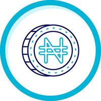Naira Two Color Blue Circle Icon vector
