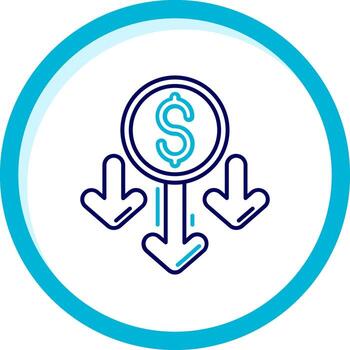 Decrease Two Color Blue Circle Icon vector