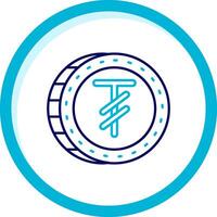 Tugrik Two Color Blue Circle Icon vector