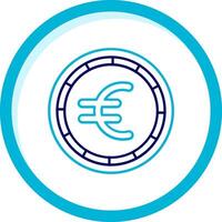 euro dos color azul circulo icono vector