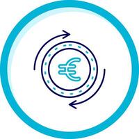 euro dos color azul circulo icono vector