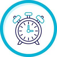 alarma reloj dos color azul circulo icono vector