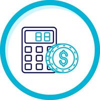 Calculator Two Color Blue Circle Icon vector