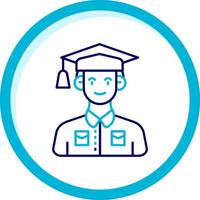 Student Two Color Blue Circle Icon vector