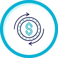 dólar dos color azul circulo icono vector