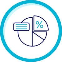 tarta grafico dos color azul circulo icono vector