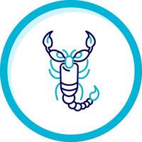 escorpión dos color azul circulo icono vector